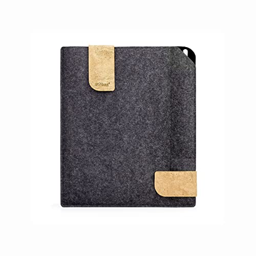 Stilbag Filztasche für Amazon Kindle Scribe (2022) | Etui Case aus Merino Wollfilz und Kork mit Pencil Fach | Modell KUNO e-Ink Tablet Schutz-Tasche Made in Germany (Anthrazit - schwarz) von stilbag