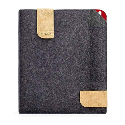 Stilbag Filztasche für Apple iPad Air (2022) | Etui Case aus Merino Wollfilz und Kork mit Pencil Fach | Modell KUNO in anthrazit - rot | Tablet Schutz-Tasche Made in Germany von stilbag