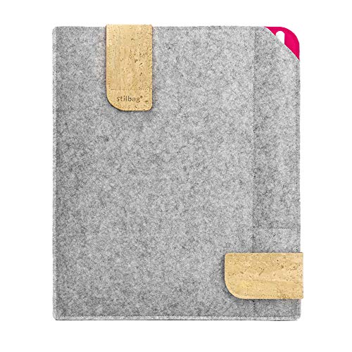 Stilbag Filztasche für Samsung Galaxy Tab S4 | Etui Case aus Merino Wollfilz und Kork mit S Pen Fach | Modell KUNO in hellgrau - pink | Tablet Schutz-Tasche Made in Germany von stilbag