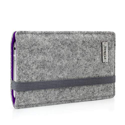 Stilbag Handyhülle Finn für Apple iPhone 16 | Farbe: hellgrau/violett | Smartphone-Tasche aus Filz | Handy Schutzhülle | Handytasche Made in Germany von stilbag