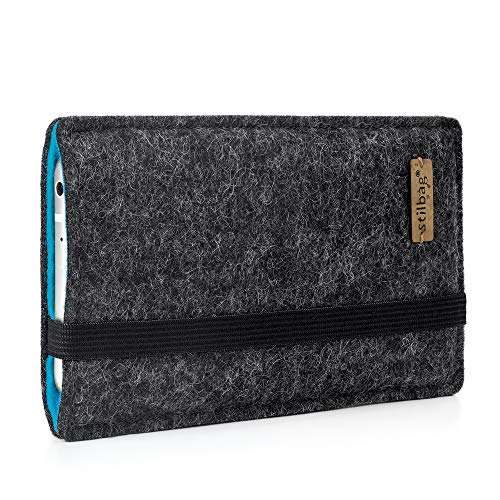 Stilbag Handyhülle Finn für Google Pixel 8a | Farbe: anthrazit/Azur | Smartphone-Tasche aus Filz | Handy Schutzhülle | Handytasche Made in Germany von stilbag