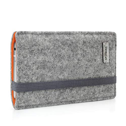 Stilbag Handyhülle Finn für Samsung Galaxy A35 | Farbe: hellgrau/orange | Smartphone-Tasche aus Filz | Handy Schutzhülle | Handytasche Made in Germany von stilbag