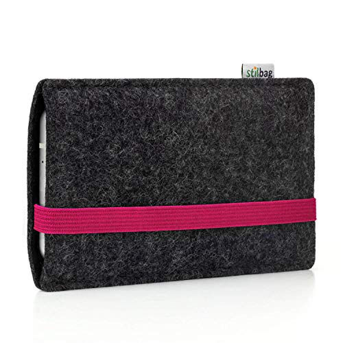 Stilbag Handyhülle Leon für Apple iPhone 16 Pro Max | Farbe: anthrazit/pink | Smartphone-Tasche aus Filz | Handy Schutzhülle | Handytasche Made in Germany von stilbag