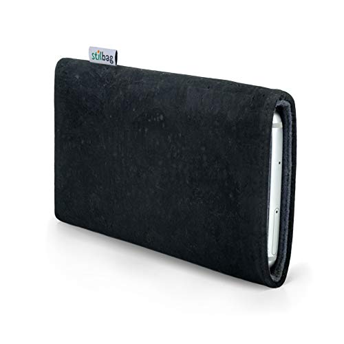 Stilbag Handyhülle VIGO für Xiaomi Redmi 10 | Kompatibletasche Made in Germany | Kork anthrazit, Wollfilz grau von stilbag