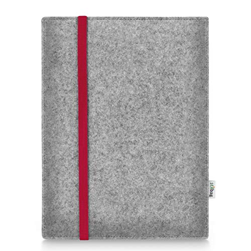 Stilbag Hülle für Apple iPad Pro 12.9 (2021) (5th Generation) | Etui Case aus Merino Wollfilz | Modell Leon in hellgrau/rot | Tablet Schutz-Hülle Made in Germany von stilbag