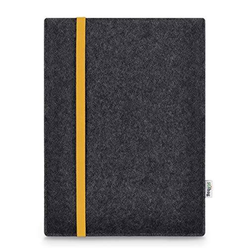 Stilbag Hülle für Huawei MediaPad M5 Lite 10 | Etui Case aus Merino Wollfilz | Modell Leon in anthrazit/gelb | Tablet Schutz-Hülle Made in Germany von stilbag