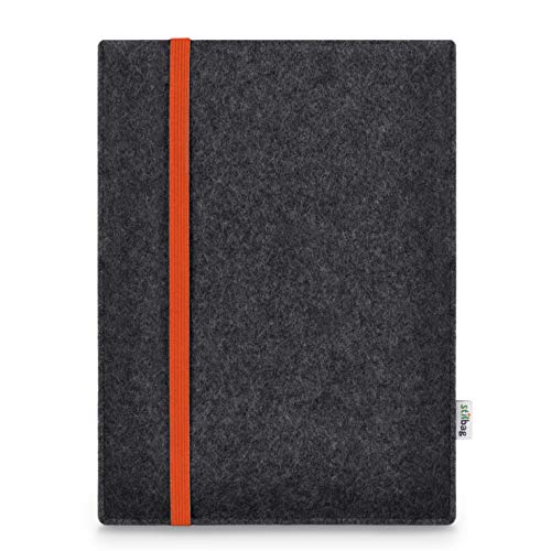 Stilbag Hülle für Huawei MediaPad M5 Lite 10 | Etui Case aus Merino Wollfilz | Modell Leon in anthrazit/orange | Tablet Schutz-Hülle Made in Germany von stilbag