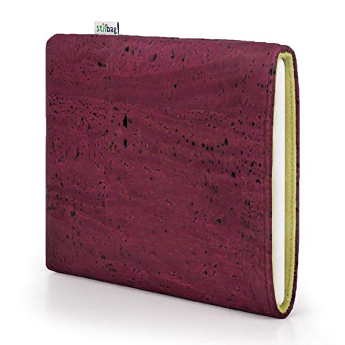 Stilbag eBook Reader VIGO für Kobo Clara Colour | Kompatibletasche Made in Germany | Kork weinrot, Wollfilz schilfgrün von stilbag