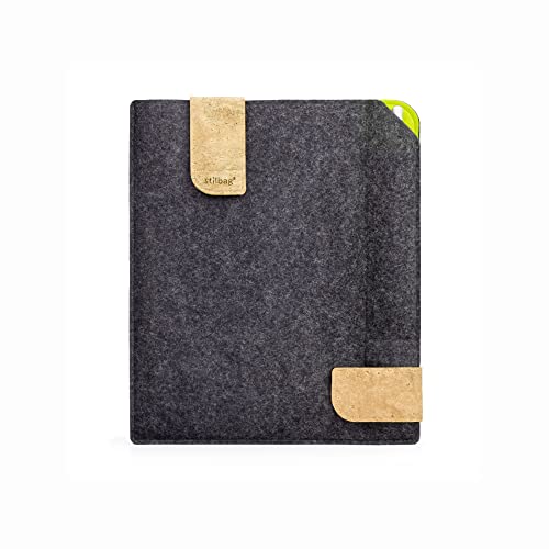 stilbag Filztasche für Amazon Kindle Scribe (2022) | Etui Case aus Merino Wollfilz und Kork mit Pencil Fach | Modell KUNO e-Ink Tablet Schutz-Tasche Made in Germany (Anthrazit - apfelgrün) von stilbag