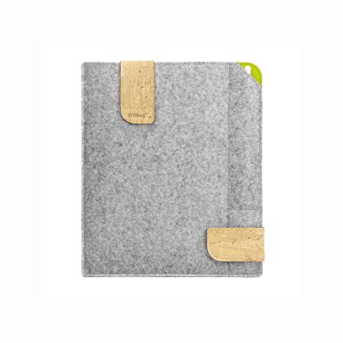 stilbag Filztasche für Amazon Kindle Scribe (2022) | Etui Case aus Merino Wollfilz und Kork mit Pencil Fach | Modell KUNO e-Ink Tablet Schutz-Tasche Made in Germany (Hellgrau - apfelgrün) von stilbag