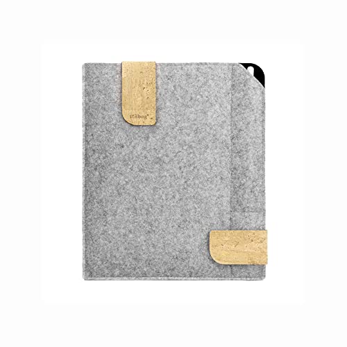 stilbag Filztasche für Amazon Kindle Scribe (2022) | Etui Case aus Merino Wollfilz und Kork mit Pencil Fach | Modell KUNO e-Ink Tablet Schutz-Tasche Made in Germany (Hellgrau - schwarz) von stilbag