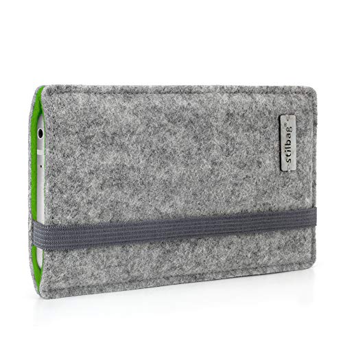 stilbag Handyhülle Finn für Apple iPhone 12 | Farbe: hellgrau/grün | Smartphone-Tasche aus Filz | Handy Schutzhülle | Handytasche Made in Germany von stilbag