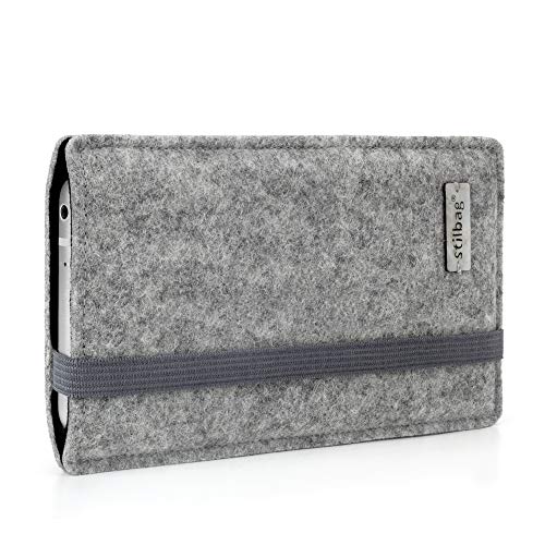 stilbag Handyhülle Finn für Apple iPhone 12 | Farbe: hellgrau/schwarz | Smartphone-Tasche aus Filz | Handy Schutzhülle | Handytasche Made in Germany von stilbag