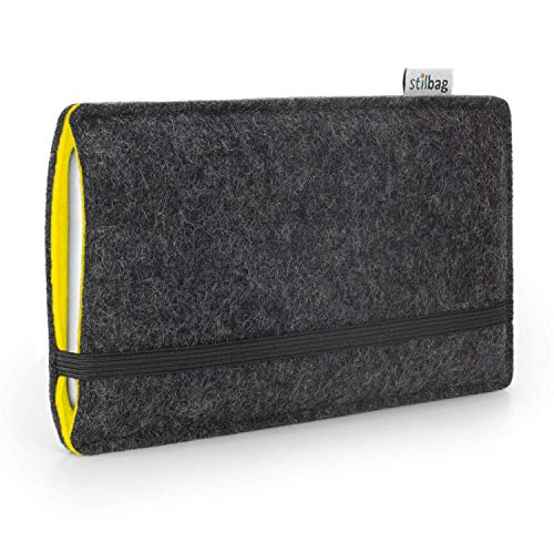 stilbag Handyhülle 'Finn' für Apple iPhone 12 Pro - Farbe: anthrazit/gelb | Smartphone-Tasche aus Filz | Handy Schutzhülle | Handytasche Made in Germany von stilbag