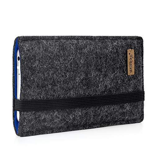 stilbag Handyhülle Finn für Apple iPhone 12 Pro Max | Farbe: anthrazit/blau | Smartphone-Tasche aus Filz | Handy Schutzhülle | Handytasche Made in Germany von stilbag