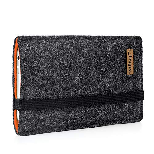 stilbag Handyhülle Finn für Samsung Galaxy S10 | Farbe: anthrazit/orange | Smartphone-Tasche aus Filz | Handy Schutzhülle | Handytasche Made in Germany von stilbag