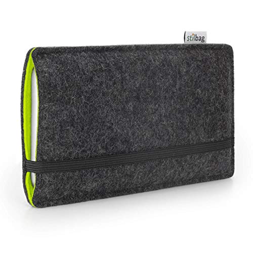 stilbag Handyhülle Finn für Samsung Galaxy S10 Plus | Farbe: anthrazit/apfelgrün | Smartphone-Tasche aus Filz | Handy Schutzhülle | Handytasche Made in Germany von stilbag