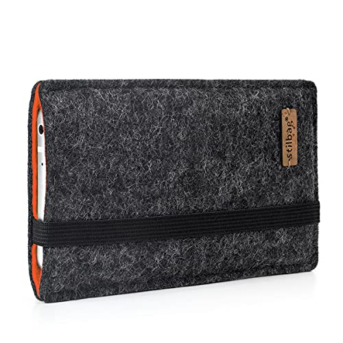 stilbag Handyhülle Finn für Samsung Galaxy S20 FE | Smartphone-Tasche aus Filz | Kompatible Schutzhülle | Handytasche Made in Germany (Anthrazit - orange) von stilbag
