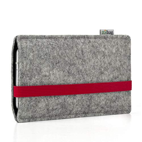 stilbag Handyhülle Leon für Samsung Galaxy S23 | Farbe: hellgrau/rot | Smartphone-Tasche aus Filz | Handy Schutzhülle | Handytasche Made in Germany von stilbag