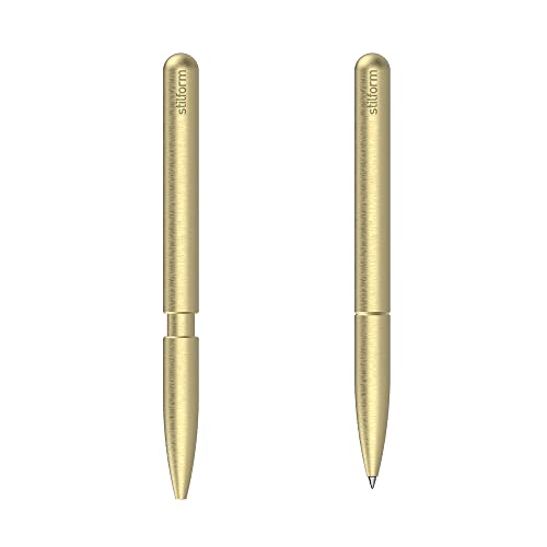 stilform 200034 Kugelschreiber – patentierter Ballpoint Pen, verschiebbare Kappe mit Magnet – Messing, gebürstet von stilform