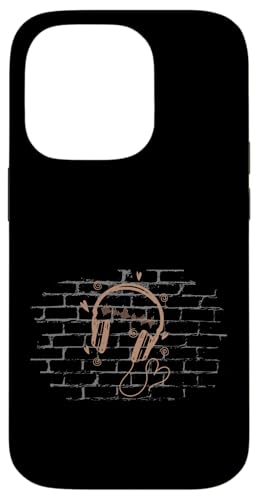 Kopfhörer an einer Wand Hülle für iPhone 14 Pro von streetart art graffiti design spray art art style