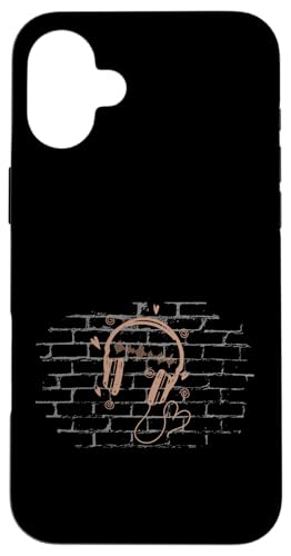 Kopfhörer an einer Wand Hülle für iPhone 16 Plus von streetart art graffiti design spray art art style
