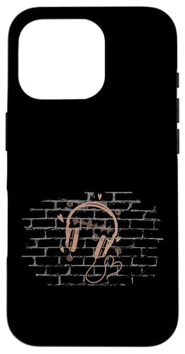 Kopfhörer an einer Wand Hülle für iPhone 16 Pro von streetart art graffiti design spray art art style