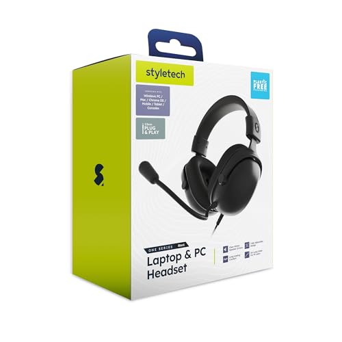 styletech Laptop- und PC-Headset, kompatibel mit Windows, Mac und Konsole, Schwarz von styletech