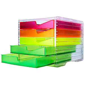 styro Schubladenbox styroswingbox NEONline  neon multi-color 275-8430.2624, DIN C4 mit 5 Schubladen von styro