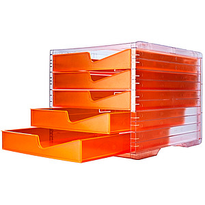 styro Schubladenbox styroswingbox NEONline  neon-orange 275-8430.2464, DIN C4 mit 5 Schubladen von styro