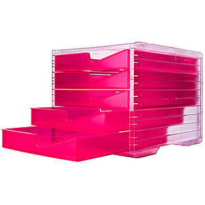 styro Schubladenbox styroswingbox NEONline  neon-pink 275-8430.2264, DIN C4 mit 5 Schubladen von styro