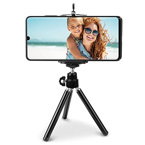 Kleines Smartphonestativ 360° drehbar: Leichtes Reisestativ für Handy 5.5 - 8cm mit Kugelkopf, Ministativ ausziehbar 13 - 22cm, Dreibeinstativ Fotostativ Videostativ Camera Travel Tripod Kamera Stativ von subtel