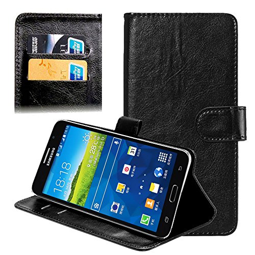 Smart Flip Cover für Smartphones (16.3cm x 8.5cm x 2cm / ~ 5,5 - 6,3") Handyhülle, Universal Schutzhülle - Bookstyle Case PU Leder Klapphülle faltbar, Tasche schwarz, Kartenfach Hülle Kreditkarte von subtel
