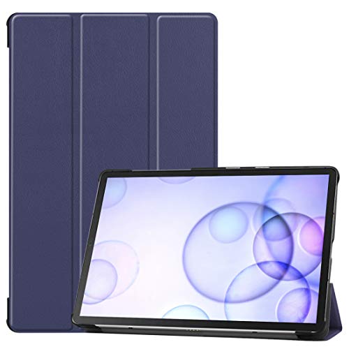 subtel® Flip Cover Tablethülle für Samsung Galaxy Tab S6 (SM-T860 / SM-T865) Tablet Schutzhülle mit Ständer, Kunstleder dunkelblau Bookstyle Case Bumper Klapphülle faltbar - Touchpad Tasche Hülle von subtel