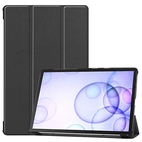 subtel® Flip Cover Tablethülle für Samsung Galaxy Tab S6 (SM-T860 / SM-T865) Tablet Schutzhülle mit Ständer, Kunstleder schwarz Bookstyle Case Bumper Klapphülle faltbar - Touchpad Tasche Hülle von subtel
