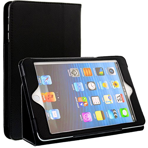 subtel Flip Cover Tablethülle für iPad Mini 4, iPad Mini 5 (2019) A2133,A2126,A2124,A1538 Tablet Schutzhülle mit Ständer, Kunstleder schwarz Bookstyle Case Bumper Klapphülle faltbar - Tasche Hülle von subtel