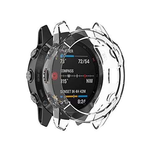 subtel® Schutzhülle für Garmin Fenix 6 / Fenix 6 Pro/Fenix 6 Solar - 47mm Hardcase Smartwatchhülle - Gehäuse, Rahmen Schutz Hülle - Smartwatchcase, Protector Transparent von subtel