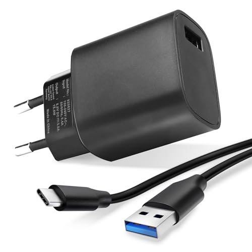 subtel Ladegerät USB Kabel 1m kompatibel mit Samsung Galaxy Tab S3 S4 S5e S6 / TabPro S/Galaxy Book A 10.5 10.6 / Galaxy Book 12.6, Ladekabel USB C Type C Netzteil - Auflader 5V 3A Anschluss Stecker von subtel