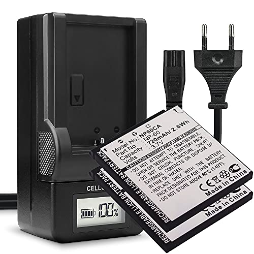 subtel, Akku für Kamera, kompatibel mit Casio Exilim EX-Z20, NP-60, EX-Z80, EX-Z90 (3.7V, 720mAh) 2 Stück + Ladegerät subtel, Akku für Kamera, kompatibel mit Casio Exilim EX-Z20, NP-60, EX-Z80, EX-Z90 (3.7V, 720mAh) 2 Stück + Ladegerät von subtel
