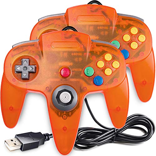 suily 2 Pack USB Controller for N64 Games, USB Gamepad Joystick für Windows PC Mac Linux Raspberry Pi 3 (Klaus Orange) von suily