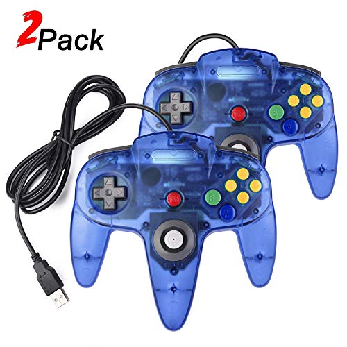 suily 2 Pack USB Controller für N64 Spiele Videospiel USB Gamepad Joystick für PC Windows MAC Linux Raspberry Pi 3 (Klares Blau) von suily