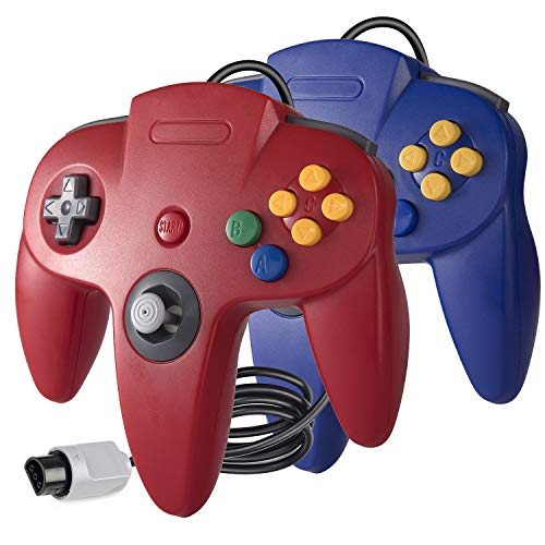 suily 2x Classic Wired Game controller Gamepad Joystick für N64 Konsole N 64 System (Rot/Blau) von suily