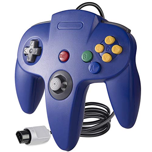suily Gamecontroller für Retro N64 Spiele, Classic Kabelgebundener Videospiel controller Gamepads Joystick für N64 Konsole (Blau) von suily