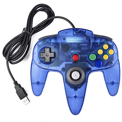 suily USB Controller für N64-Spiele, Classic Retro N64 Bit USB Controller für Windows PC MAC Linux Raspberry Pi 3(klares Blau) von suily