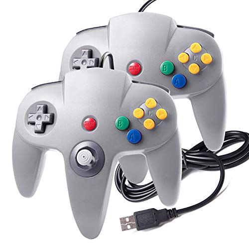 suily USB Controller für N64 Spiele Classic USB Gamepad Joystick mit Kabel für Windows PC Mac Raspberry Pi(2 Pack, Grau) von suily