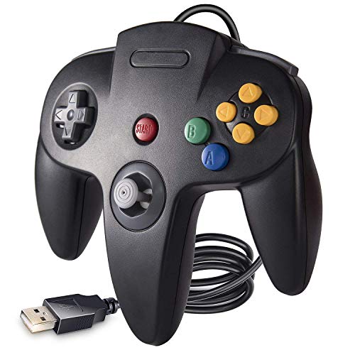 suily Wired USB Controller für N64-Spiele, Classic USB Controller Gamepad Joystick für Windows PC Mac Raspberry Pi 3 (Schwarz) von suily
