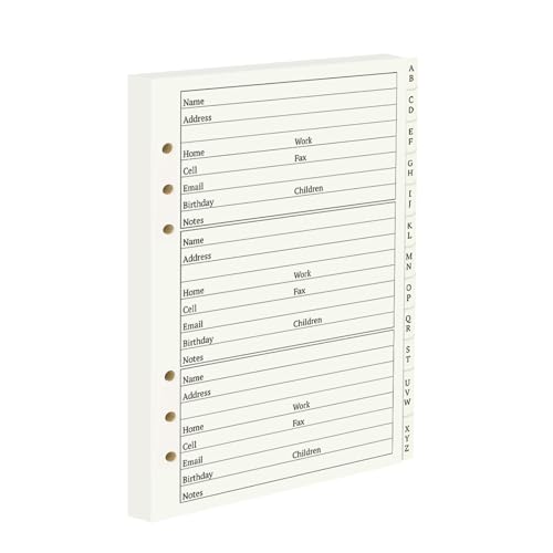 suituts Adressbuch Nachfüllseiten mit alphabetischen Registerkarten, Großdruck 600 Kontakte Nachfüllbare Seiten, A5 6-Ring-Adressseite für Senior Home Office suituts Adressbuch Nachfüllseiten mit alphabetischen Registerkarten, Großdruck 600 Kontakte Nachfüllbare Seiten, A5 6-Ring-Adressseite für Senior Home Office von suituts