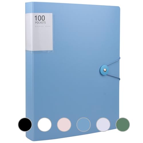 A4 Sichtbuch mit Klarsichthüllen, 100 Taschen Mappe mit Klarsichthüllen A4, Ordner mit Folien Projektordner für Einzelpersonen, Schule & Büros (Blau) von sukevitor