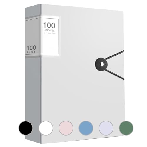 A4 Sichtbuch mit Klarsichthüllen, 100 Taschen Mappe mit Klarsichthüllen A4 Produkte Kunstpräsentationsbuch, Ordner mit Folien Projektordner für Einzelpersonen, Schule & Büros (Weiß) von sukevitor