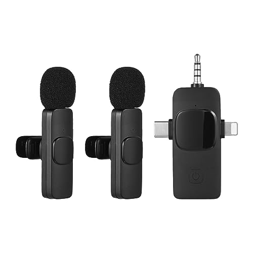 summina 3-in-1 Wireless Halskette Clip Microphone Clip-on Microphone Mic Transmitter and Receiver with Clip Portable Reargeable Microphone System for Interview Live Show Vlog Shooting von summina